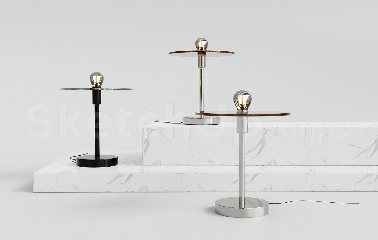 21700. Modern Minimalist Table Lamp Set Sketchup Model Download (1)