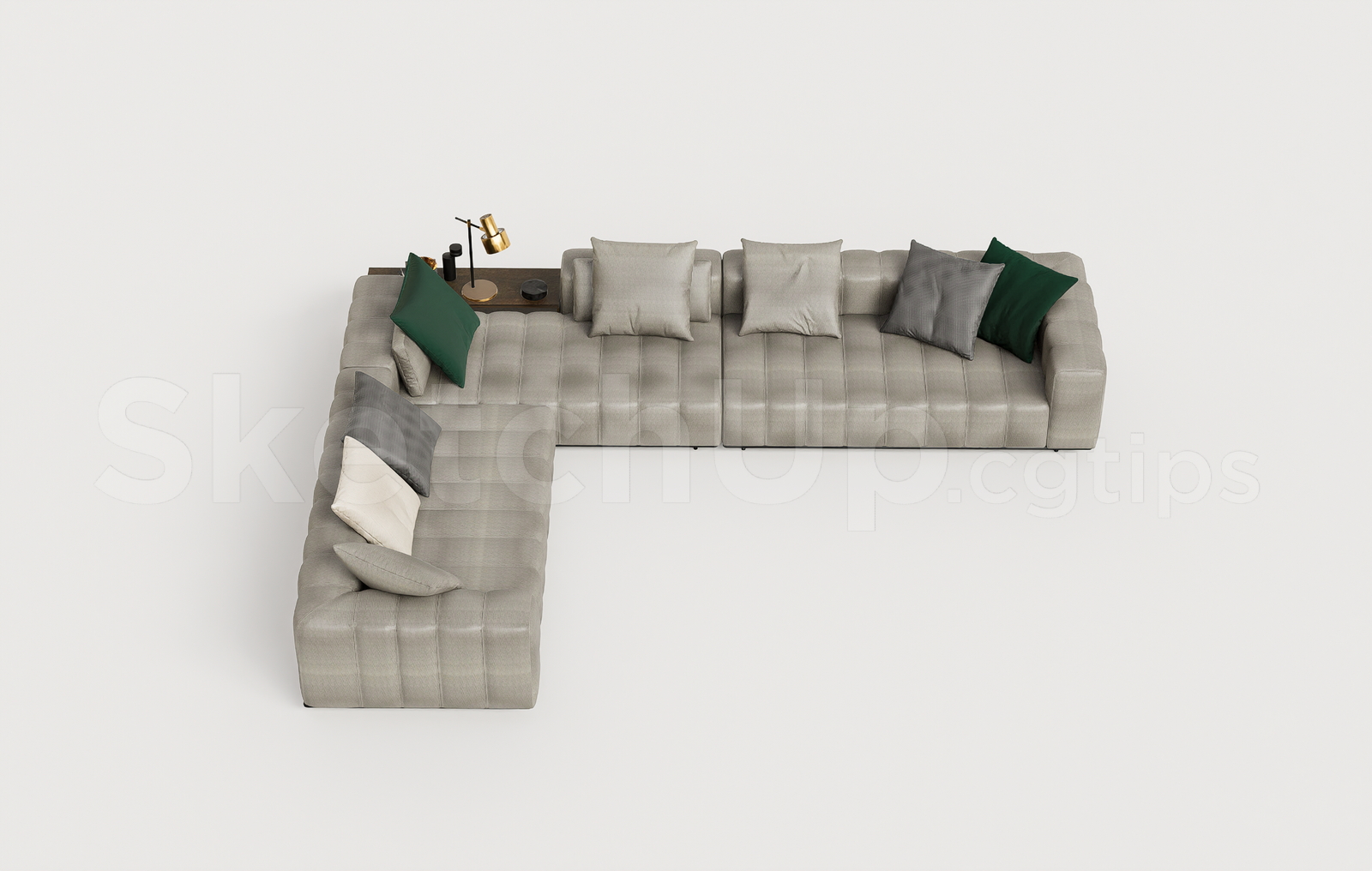 21702. Luxury L-shaped Leather Sofa Set Sketchup Model – Free Download (1)