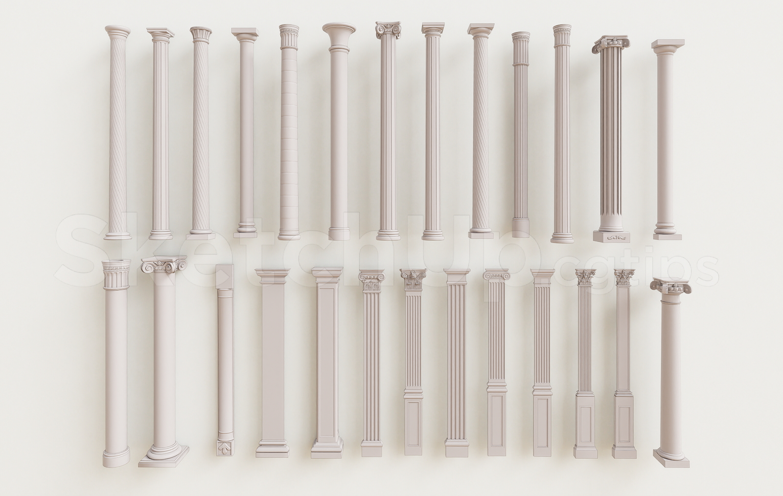 21704. Neoclassical Roman And Greek Columns Collection – Sketchup Model Download (1)
