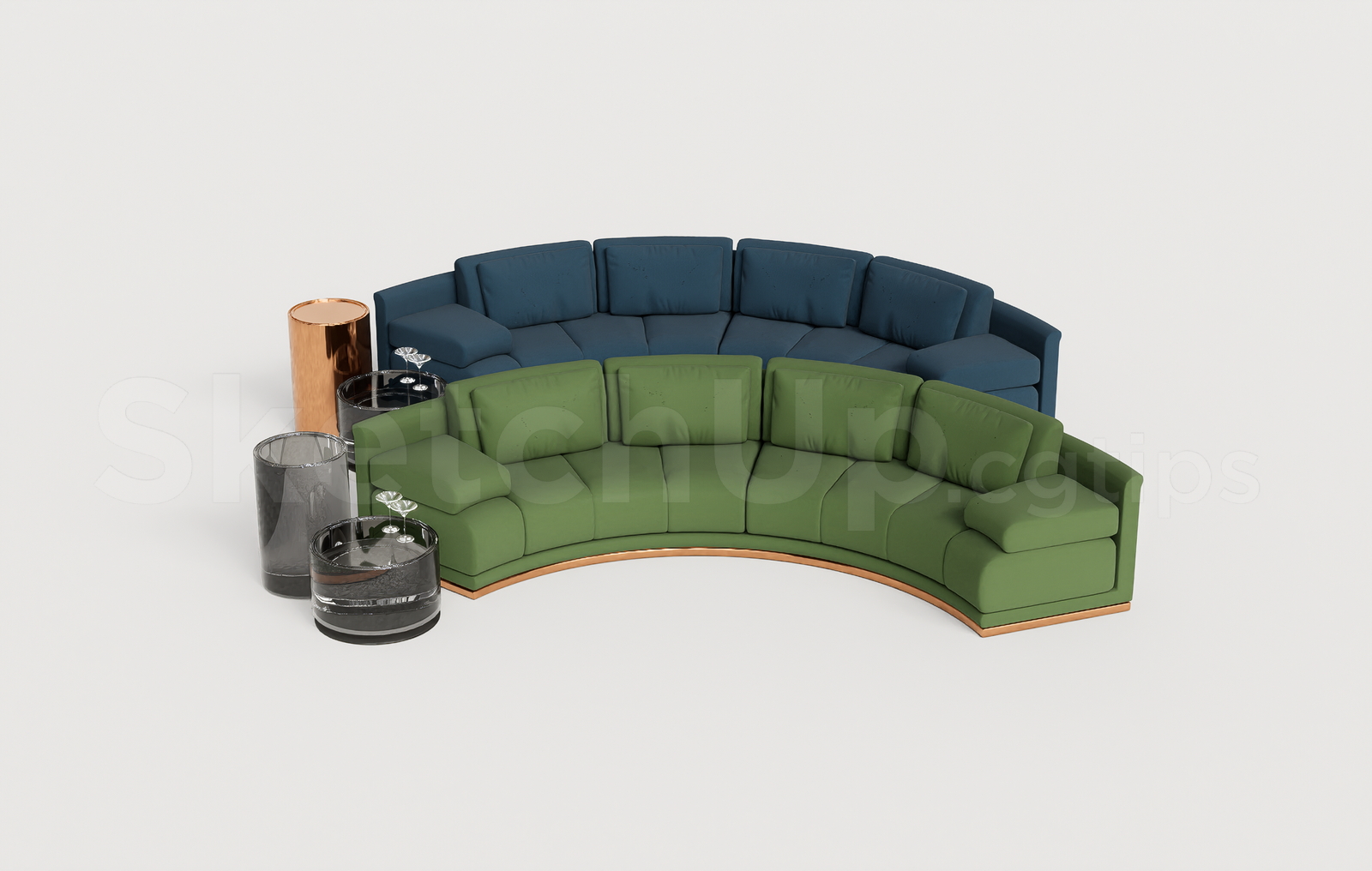 21714. Modern Curved Modular Sofa 3d Model For Sketchup Download (2)