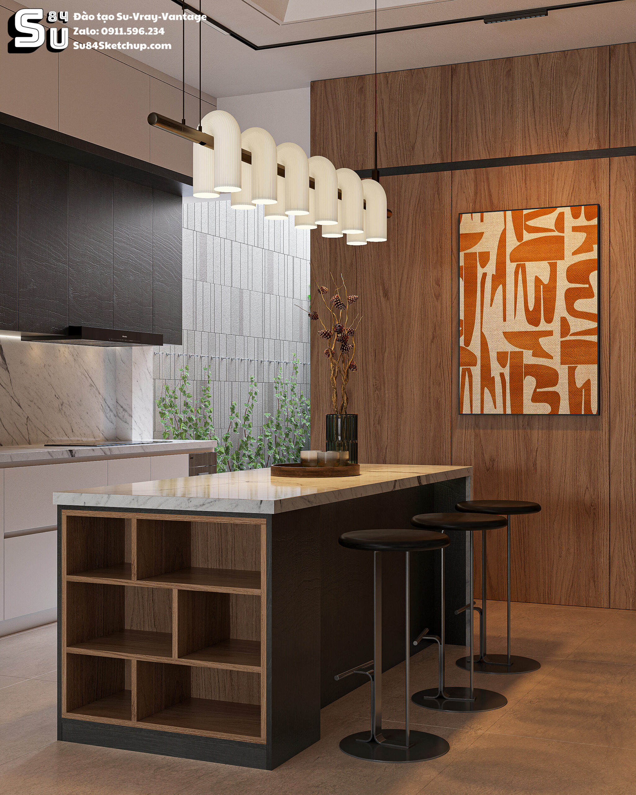 21718. Free Sketchup Living Room -kitchen Interior Model Download By Tran Nam (10)