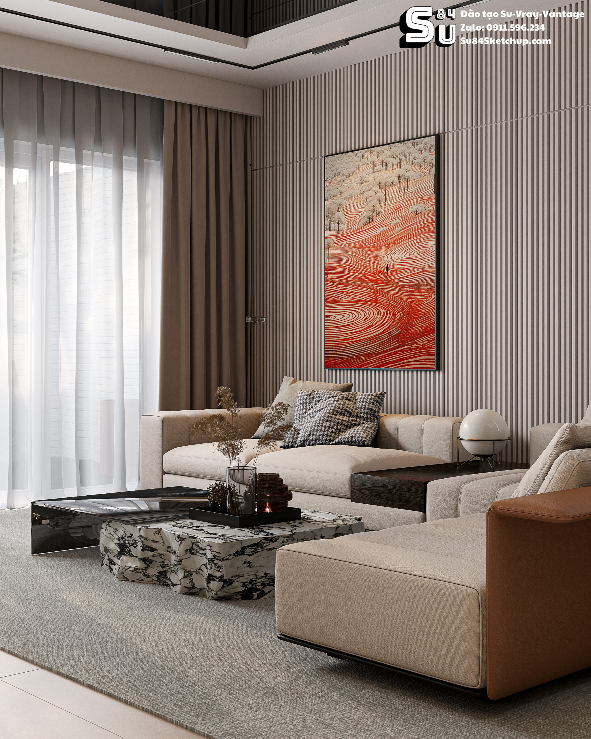 21718. Free Sketchup Living Room -kitchen Interior Model Download By Tran Nam (3)