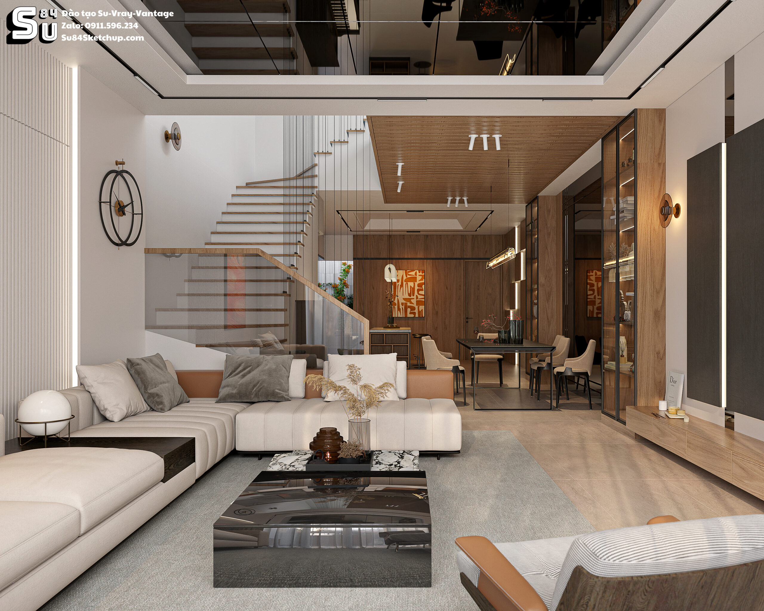 21718. Free Sketchup Living Room -kitchen Interior Model Download By Tran Nam (5)