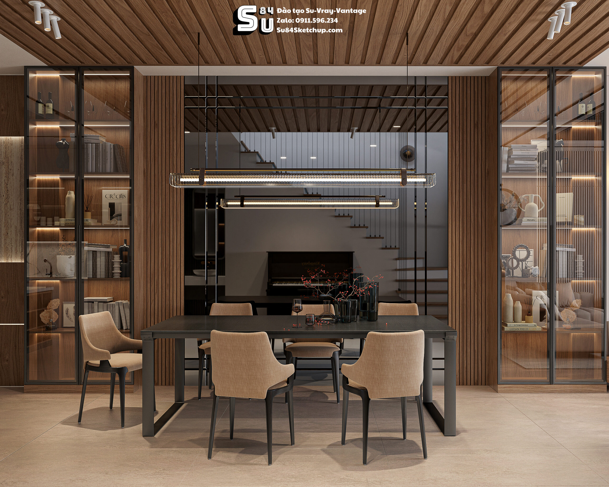 21718. Free Sketchup Living Room -kitchen Interior Model Download By Tran Nam (7)