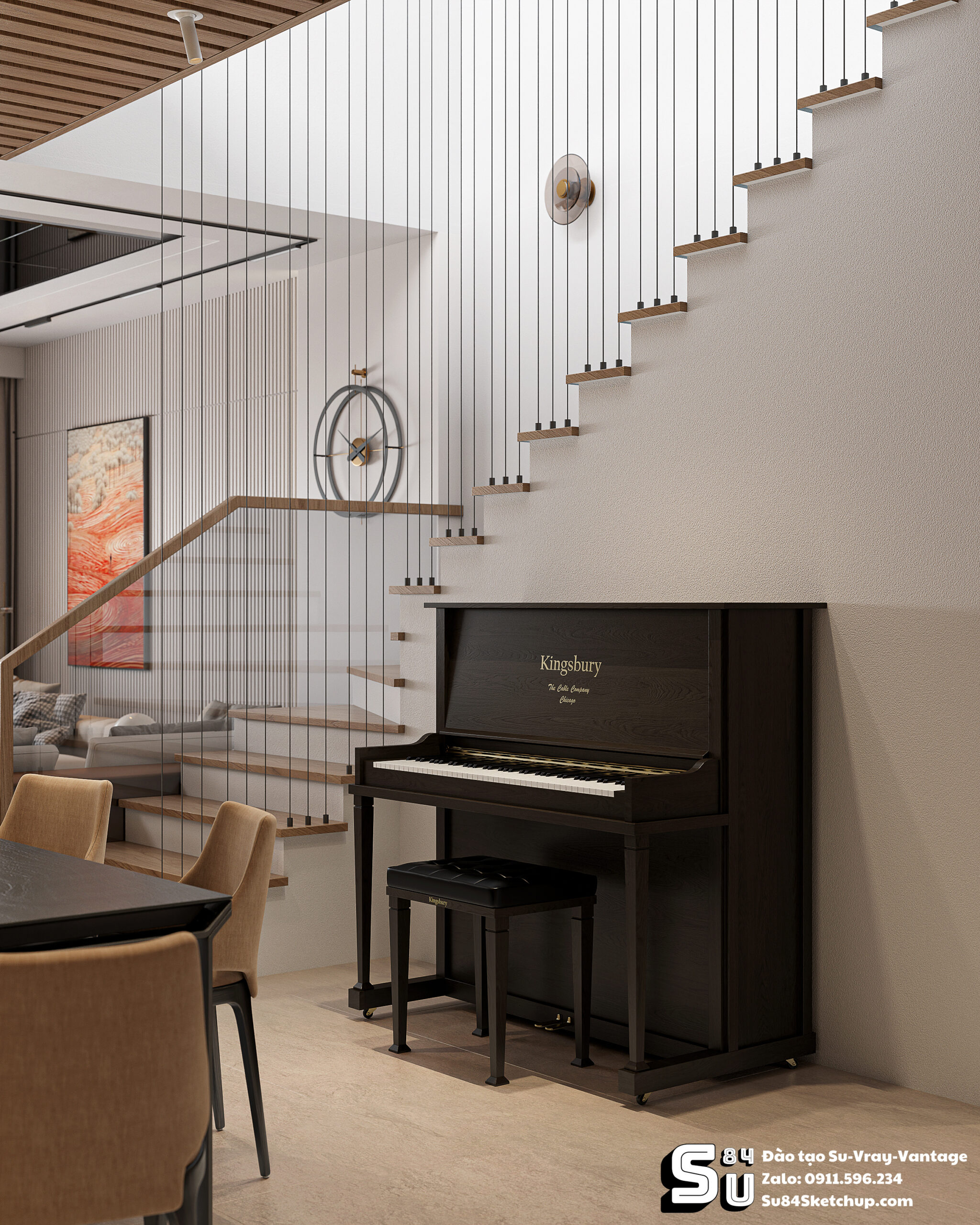 21718. Free Sketchup Living Room -kitchen Interior Model Download By Tran Nam (9)