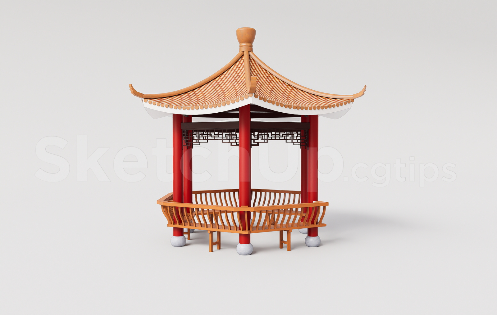 21720. Traditional Chinese Wooden Gazebo Pavilion Sketchup Model Download
