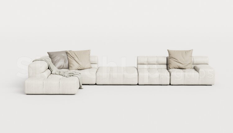 21721. Contemporary Fabric Sectional Sofa Free Sketchup Model Download (2)