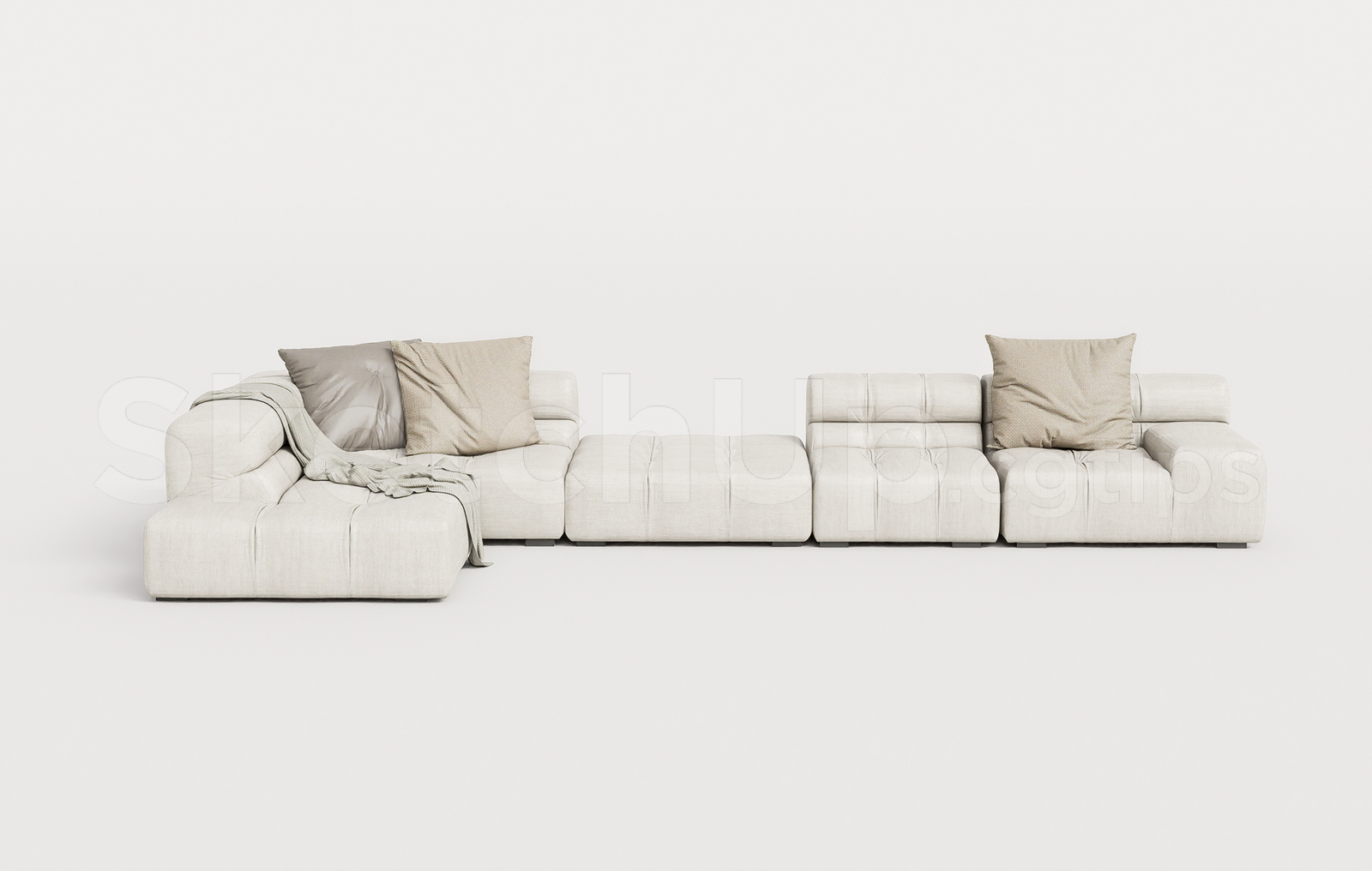 21721. Contemporary Fabric Sectional Sofa Free Sketchup Model Download (2)