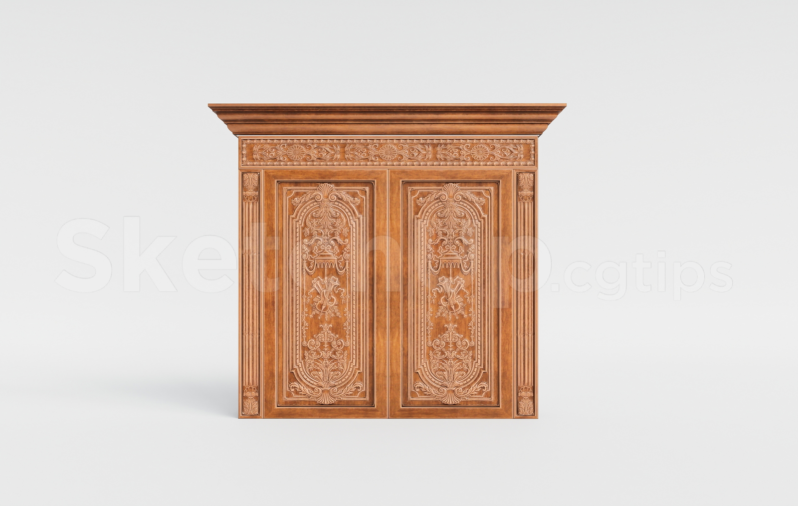 21732. Classic Carved Wooden Cabinet Door 3d Model Sketchup Download (1)