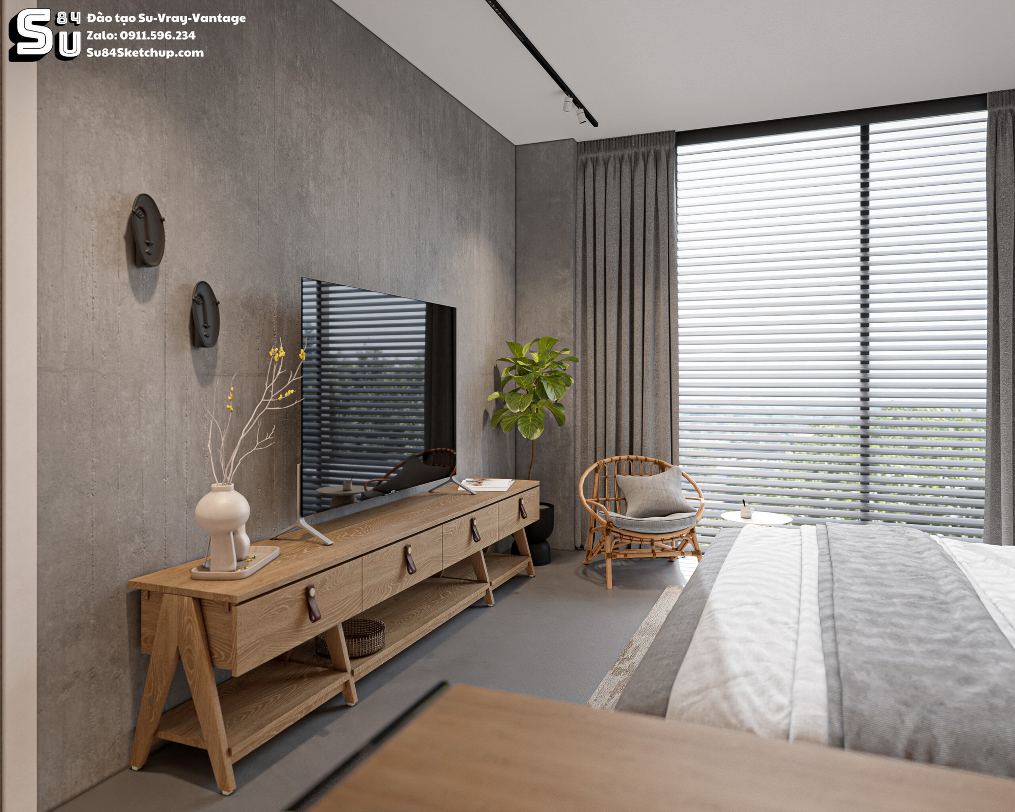 21742. Modern Master Bedroom Interior 3d Model Sketchup Download By Tran Nam (7)