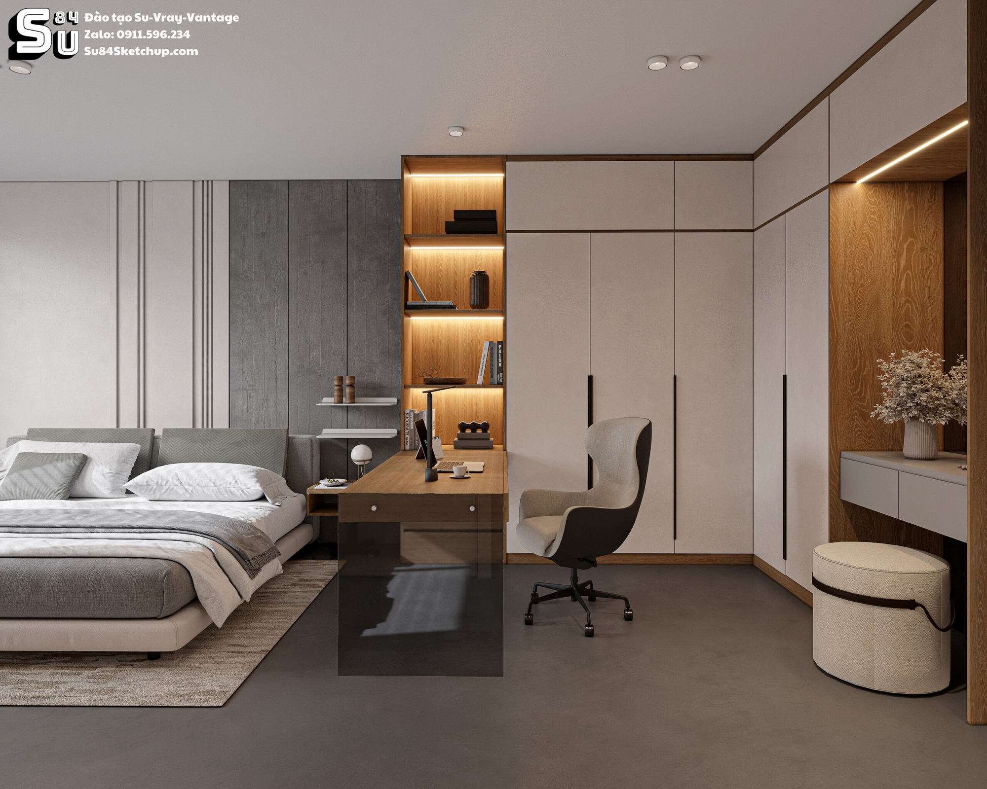 21742. Modern Master Bedroom Interior 3d Model Sketchup Download By Tran Nam (8)