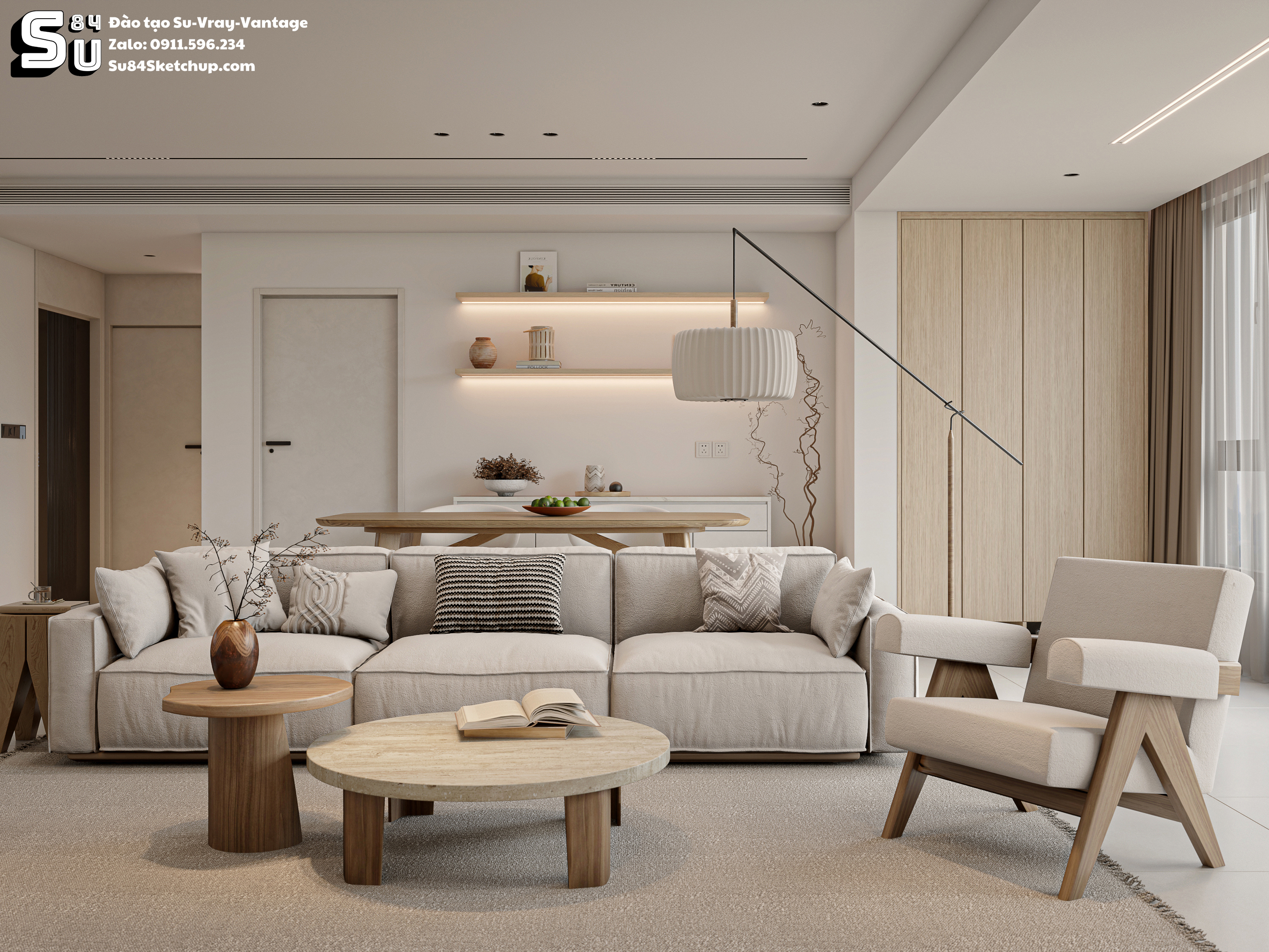 21750. Free Sketchup Living Room -kitchen Interior Model Download By Tran Nam (2)